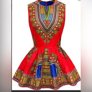 SHENBOLEN Women African Print Shirt Dashiki Traditional Top